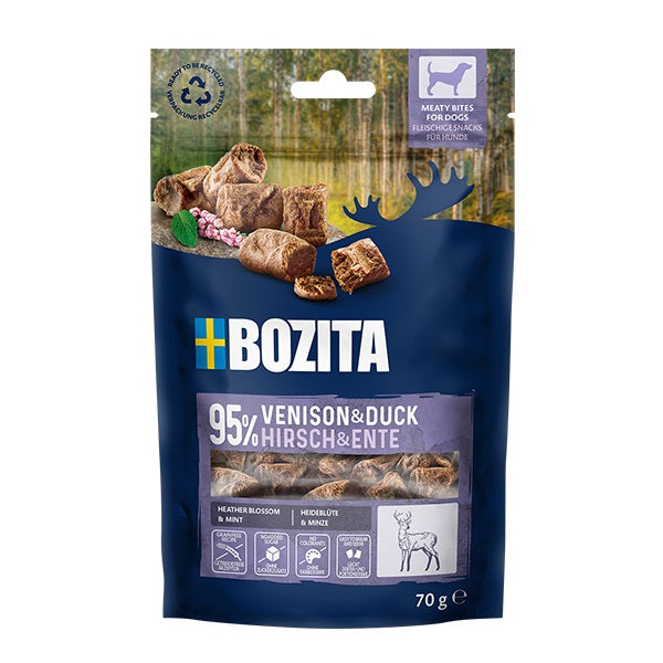 Bozita Bozita Dog Snack Meaty Bites Hirsch & Ente 70g – Vorderansicht